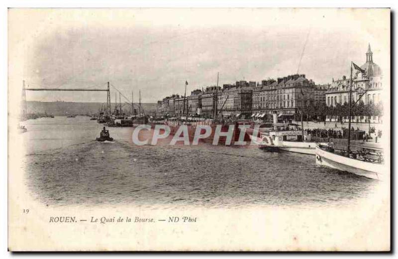 Old Postcard Rouen wharf Bource Charter