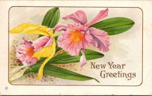 New Year Greetings With Orchids 1915