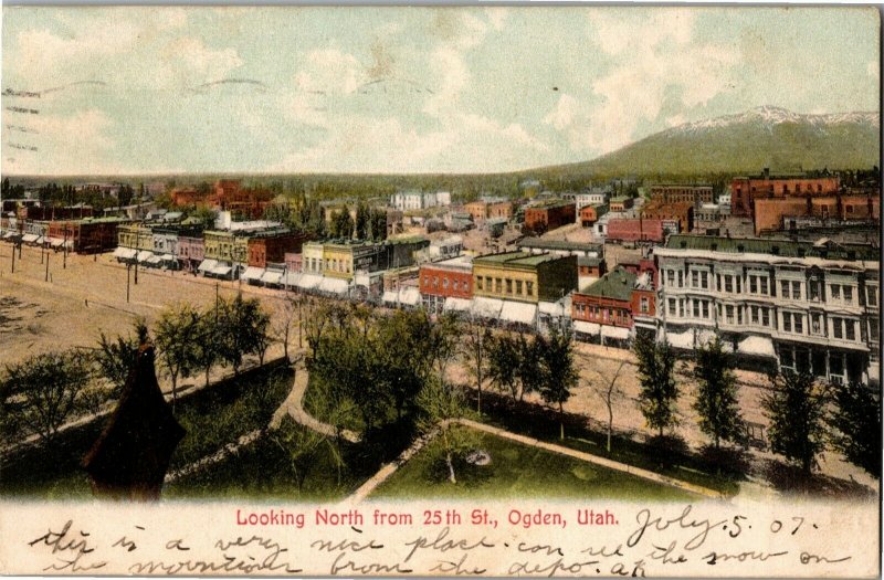 Looking North from 25th St., Ogden UT c1907 Undivided Back Vintage Postcard C32