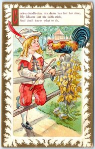 x3 c1910s Nursery Rhymes PC LOT Cock-A-Doodle-Do Little Bo-Peep, Curly-Locks A67