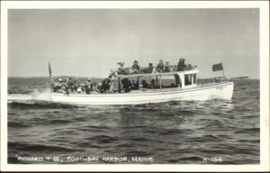 Boothbay Harbor ME Yacht Power Boat Richard T II c1950s Real Photo Postcard