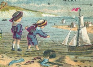 1880s G.V.S. Quackenbush & Co. Children Beach Toy Sailboat F19