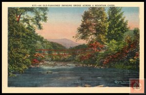 An Old-Fasioned Swinging Bridge Across a Mountain Creek