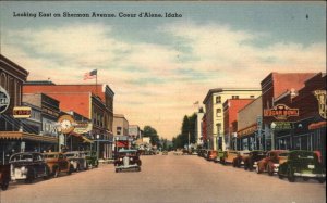 Coeur d'Alene Idaho ID Street Scene Sugar Bowl Linen Vintage Postcard
