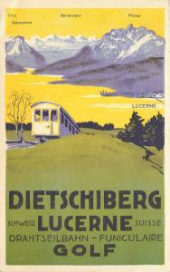 Poster Art Postcard Dietschiberg Lucerne Drahtseilbahn Funicular Golf Swizterlan