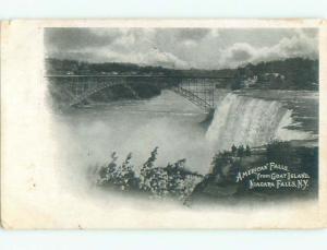 Pre-1907 BRIDGE & AMERICAN FALLS FROM GOAT ISLAND Niagara Falls NY Q2143