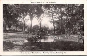 Pond scene in Kosciusko Park Milwaukee WI Vintage Postcard X47