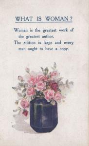 What is A Woman Understanding Women Antique Songcard Author Love Ladies Postcard