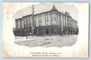 Independence Iowa Postcard Gedney Hotel Exterior Building c1908 Vintage Antique