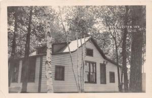 D34/ Chetek Wisconsin Wi Postcard Real Photo RPPC 1923 North Westen Inn