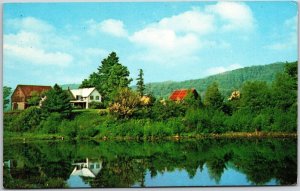 Vermont Farmhouse With Blossoming Apple And Lilac Evergreen Attractions Postcard