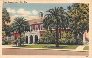 Lake City, FL Florida   HIGH SCHOOL  Columbia County  ca1940's Linen Postcard