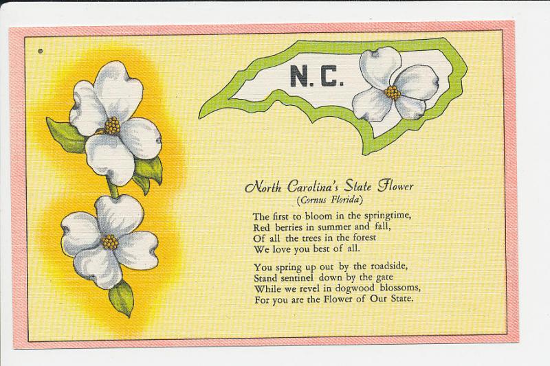 NC LN North Carolina State Flower Dogwood LINEN