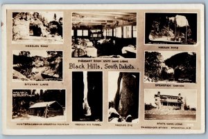 Black Hills SD Postcard RPPC Photo Pheasant Room State Game Lodge Multiview