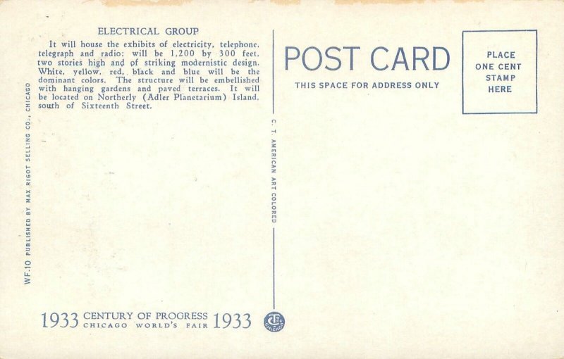 1933 Chicago World's Fair  Electrical Group CT American Art WF10