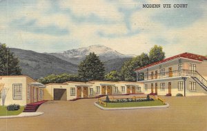 Modern Ute Court Motel Colorado Springs CO 1957 linen postcard