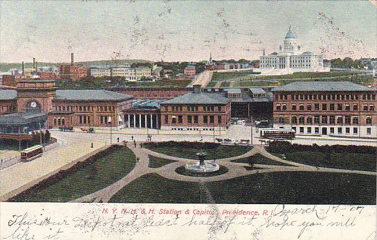 Rhode Island Providence Old Railroad Station 1907