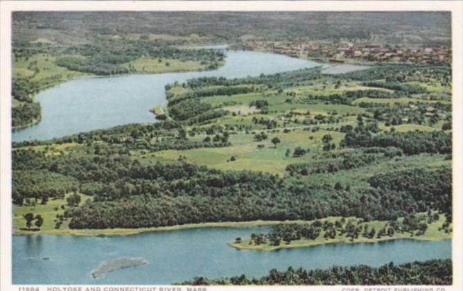 Massachusetts Holyoke & Connecticut River Aerial View Detroit Publishing