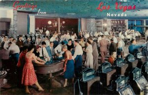 Postcard 1950s Nevada Las Vegas Hotel Flamingo Casino Slot gambling NV24-2811