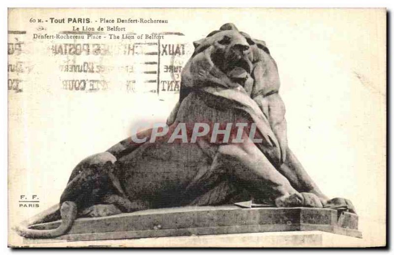 Old Postcard All Paris Denfert-Rochereau The lion of Belfort