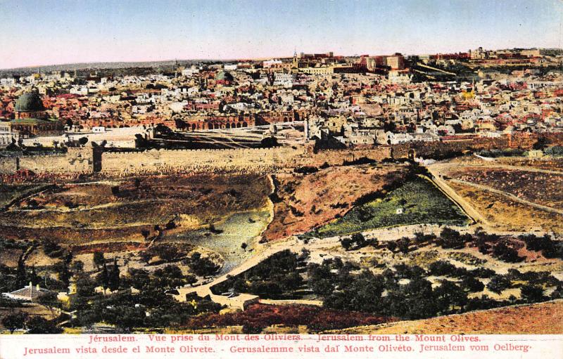 Jerusalem from the Mount of Olives, Palestine, Early Postcard, Unused