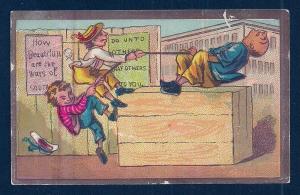 VICTORIAN TRADE CARD Boys Playing Tug of War