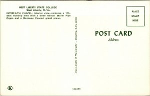 Vtg Moller Pipe Organ West Liberty State College West Virginia WV Postcard