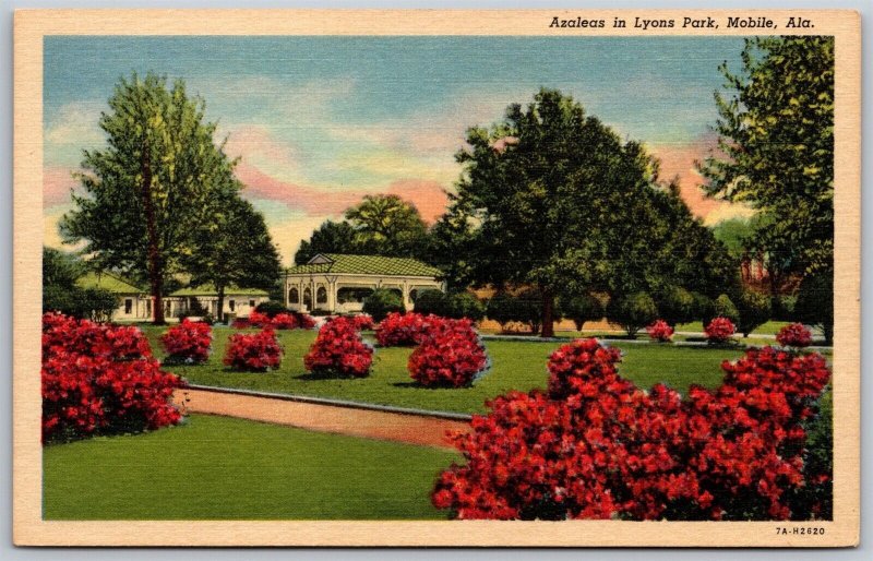 Vtg Mobile Alabama AL Azaleas in Pat Lyons Park 1930s Old Linen View Postcard