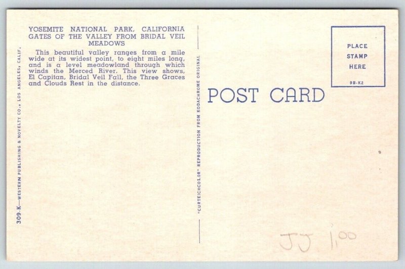 Yosemite National Park  California  Postcard