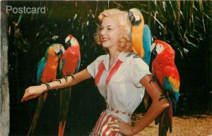 FL, Miami, Florida, Parrot Jungle, Women with Parrots, US Color Print No. 3492