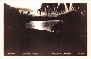 WALKER  MINNESOTA~CHASE HOTEL~BEACH AT SUNSET SUNRISE~REAL PHOTO POSTCARD 1940s