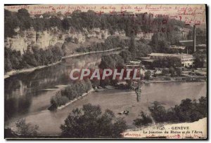 Old Postcard Geneve The junction of the Rhone and L & # 39Arve