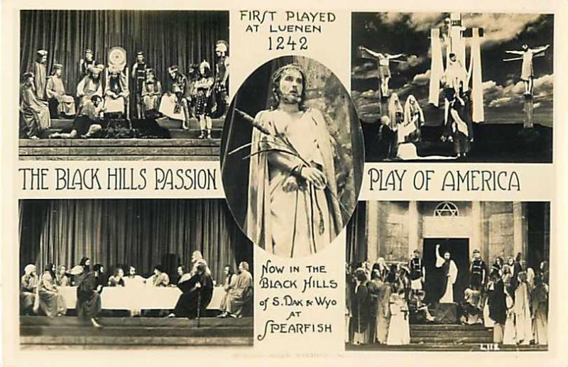 RPPC of Five Views Black Hills Passion Play of American Spearfish SD