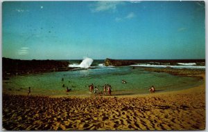 San Juan Puerto Rico, 1970 Picturesque Swimming Area along North Shore, Postcard