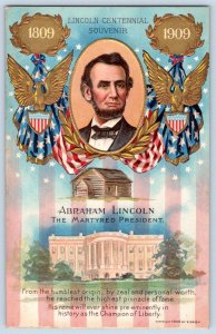 1909 MARTYRED PRESIDENT LINCOLN CENTENNIAL SOUVENIR PATRIOTIC POSTCARD