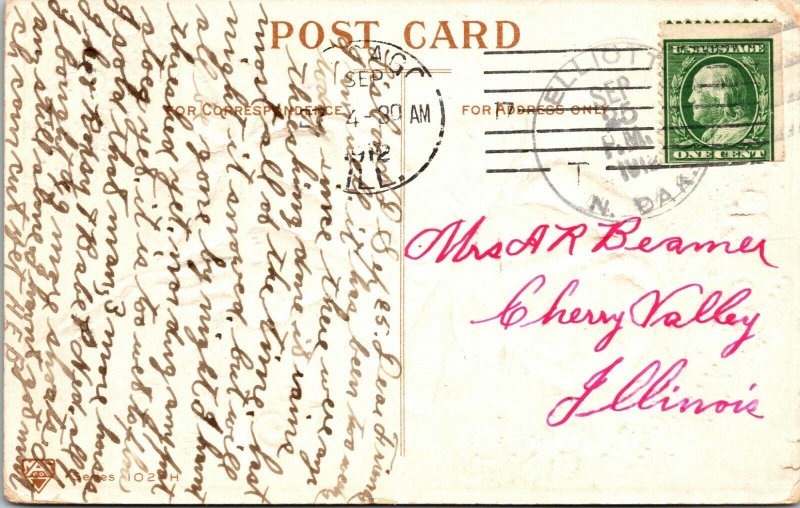 Valentines Day Vintage Postcard 1912 Pink Rose Heart TO GREET YOU PC Postmarked