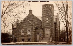 Vtg Wakarusa Indiana IN First Christian Church 1908 RPPC Real Photo Postcard