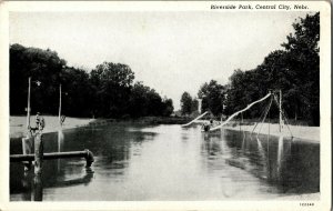 Slides Into Water, Riverside Park Central City NE Vintage Postcard G56