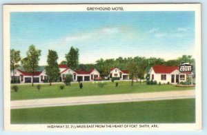 FORT SMITH, Arkansas AR ~ Roadside GREYHOUND MOTEL ca 1940s Linen Postcard