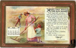 1911 NORRISTOWN PA PENN TRUST CO BANKING HOUSE THE HAYMAKERS TRADE CARD 40-52