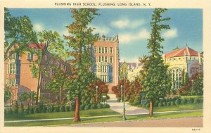 Flushing NY High School Long Island WB Postcard Unused