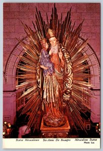 Miraculous Statue, Ste Anne de Beaupre Quebec Canada, Chrome Postcard