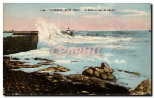 Quiberon Mary Bridge Old Postcard threw the one day storm