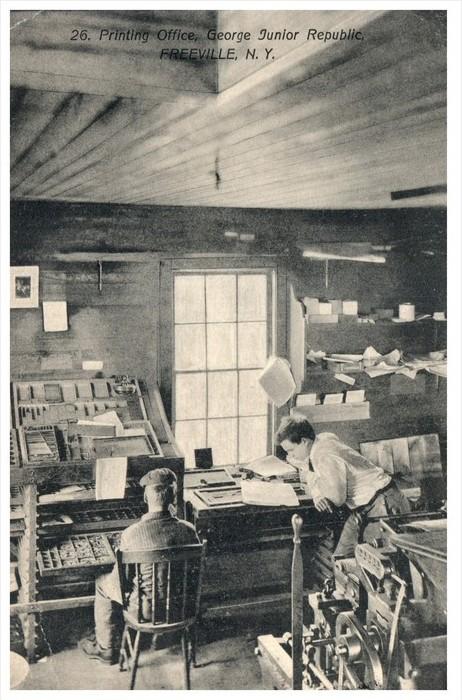 New York  Freeville    George Junior Republic  School Boys working  in Printi...