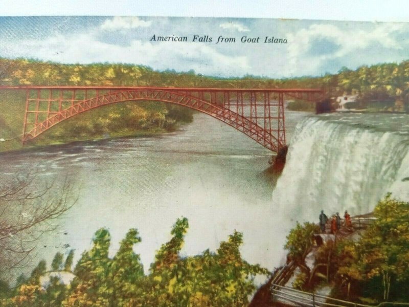 Vintage Postcard American Falls from Goat Island Niagara Falls NY Posted 1913