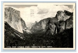 Vintage RPPC View From Wrwona Road Yosemite National Park. Postcard F112E