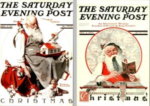 2~4X6 Postcards NORMAN ROCKWELL Saturday Evening Post Repros CHRISTMAS & SANTA