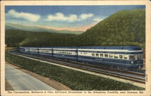 Alleghany Foothills MD Maryland CB & O RR All Coach Train Vintage Postcard