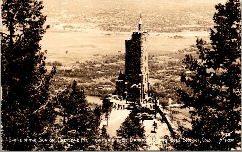 Vtg 1937 Colorado Springs CO Will Rogers Shrine of the Sun RPPC Sanborn Postcard