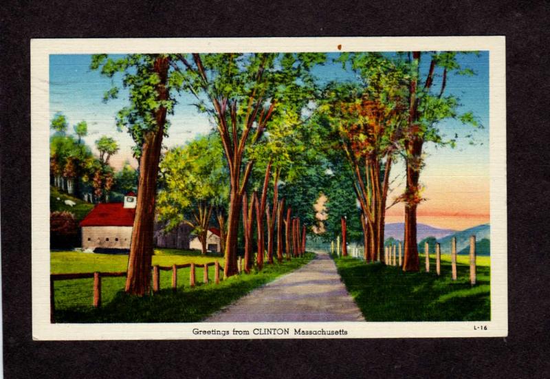 MA Greetings From Clinton Mass Massachusetts Linen Postcard